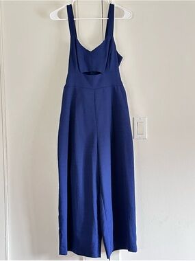 Sleek Royal Blue Cut-Out Wide Leg Jumpsuit Night Out Small
